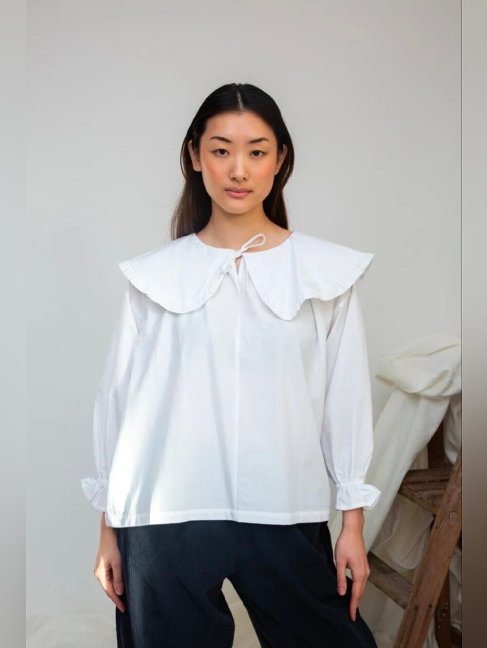 Beaumont Organic • Camilla Organic Cotton Poplin Blouse in White NWT